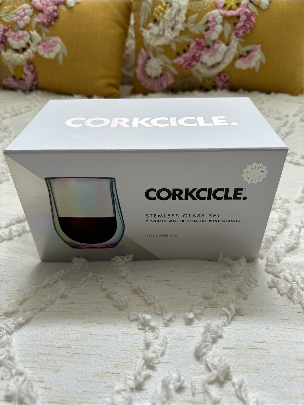 Corkcicle Iridescent Prism Edition Stemless Wine Glasses - Gift Box Set